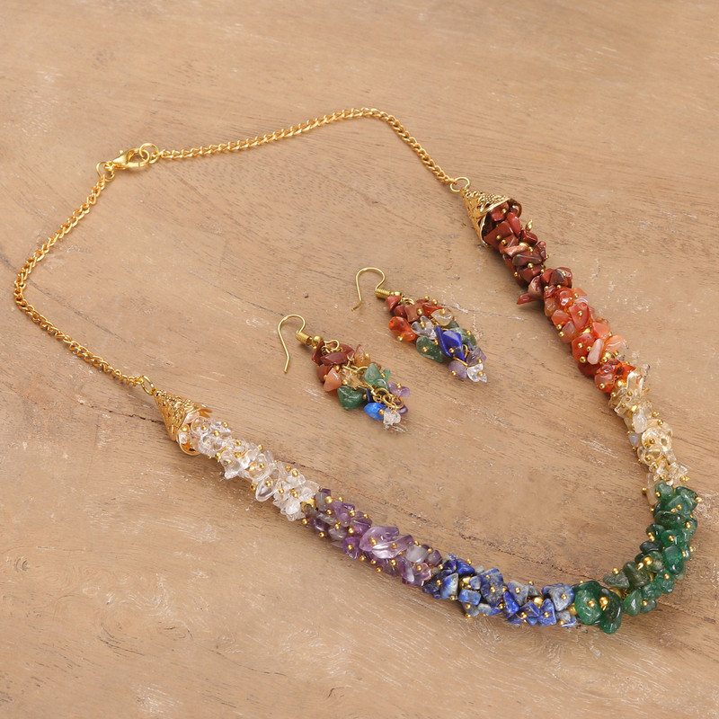 Gemstone necklace , 7 Chakra Stones Necklace made of Semi Precious Stones , Natural Gem Stones jewelry , Seven Chakra stones for chakra heal